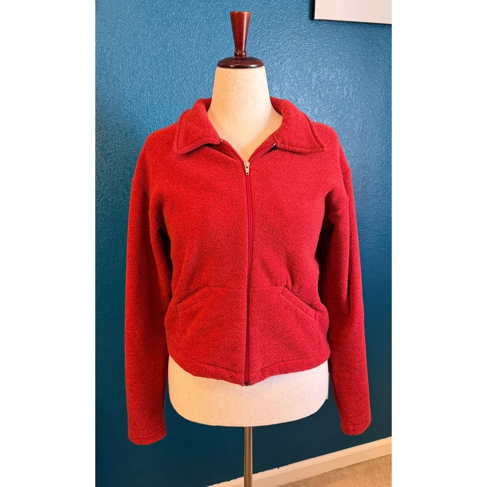 The North Face Womens Red Full Zip Fleece Jacket Made in USA Large V-105125